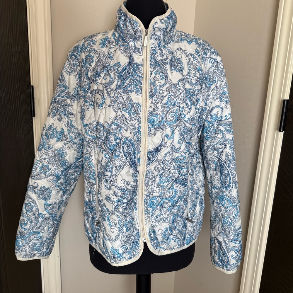 Lands' End Blue and White Paisley Jacket